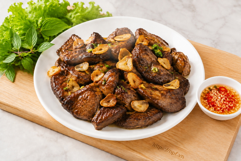 Gan lợn cháy tỏi Gan lợn cháy tỏi
